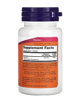 E-200 con tocoferoles mixtos, 134 mg, blandas Now Foods con vitamina e de 100 cápsulas