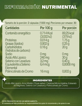 Ácido Alfa Lipoico Lemon Cochella sabor original de 60 cápsulas