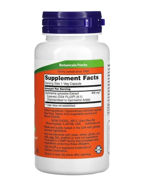Gymnema Sylvestre Now con vitaminas y minerales de 90 cápsulas