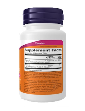 Vitamina d3 y k2 Now de 90 tabletas