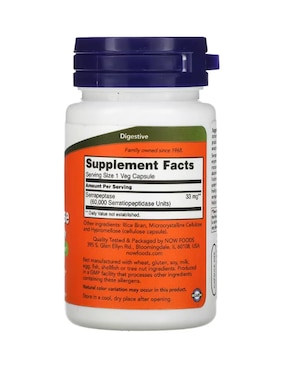 Serrapeptase Now con serrapeptasa de 60 cápsulas