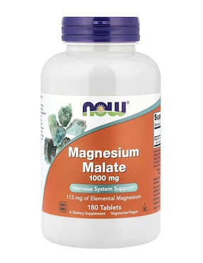 Malato de magnesio, 1000 mg Now con magnesio de 180 tabletas