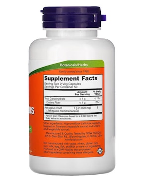 Astrágalo, 500 mg, vegetales Now de 100 cápsulas