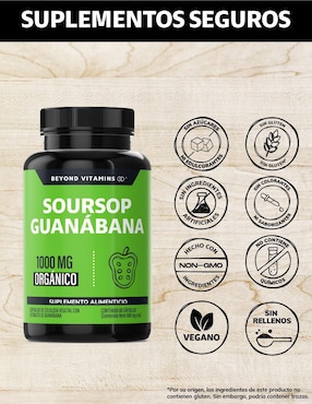 Soursop Guanábana Orgánica Beyond Vitamins de 60 cápsulas