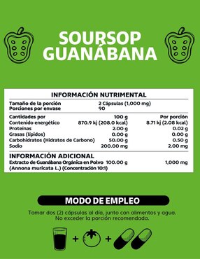 Soursop Guanábana Orgánica Beyond Vitamins de 60 cápsulas