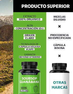 Soursop Guanábana Orgánica Beyond Vitamins de 60 cápsulas