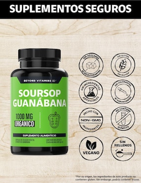 Soursop Guanábana Orgánica Beyond Vitamins de 180 cápsulas