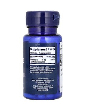 Vitamina B12 Metilcobalamina Life Extension de 60 tabletas