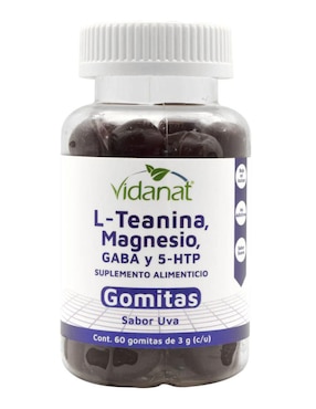 Gomitas L Teanina y Magnesio Vidanat con l-teanina sabor uva de 60 gomitas