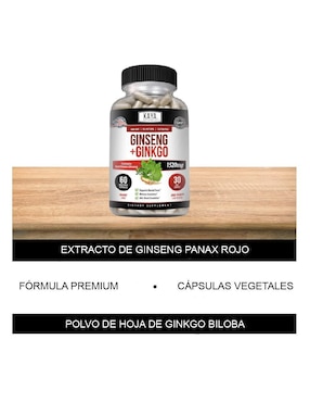 Ginseng Panax Rojo Kaya de 60 cápsulas
