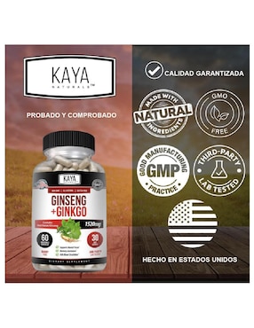 Ginseng Panax Rojo Kaya de 60 cápsulas