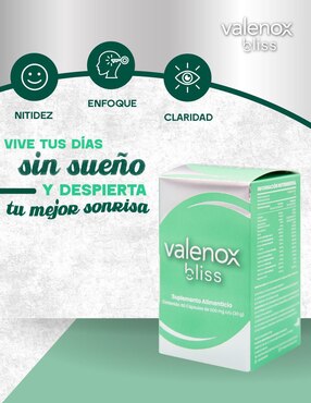 Valenox Bliss Bdm Lab con valeriana, pasiflora, magnesio, manzanilla y vitamina b6