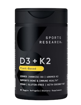 Vitamina K2 + D3 Con Aceite de Coco Orgánico Sport Research de 60 cápsulas