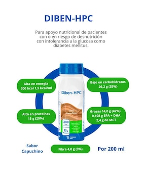 Diben-HPC con 24 botellas Diben Hpc con multivitaminico sabor capuccino de 24 botellas