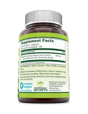 Herbal Secrets Boswellia Serrata Herbal Secrets con boswellia serrata y celulosa vegetal de 120 cápsulas