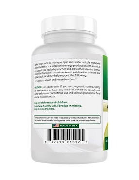 Best Naturals Alpha Lipoic Acid Best Naturals con ácido alfa lipoico de 120 cápsulas