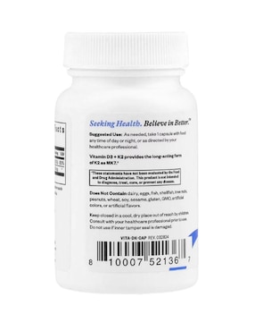 Vitamina D3 + K2 Seeking Health con multivitaminico de 60 cápsulas
