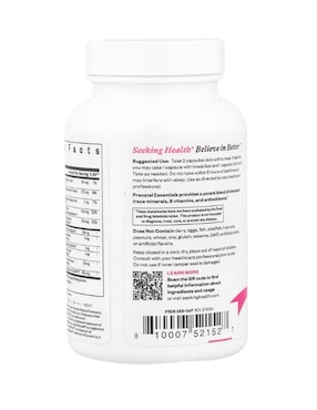 Esenciales prenatales Seeking Health con vitaminas y minerales de 60 cápsulas