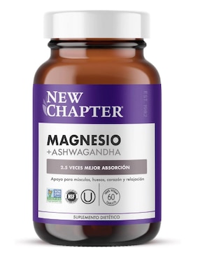 Bisglicinato de magnesio New Chapter con ashwagandha y magnesio de 30 tabletas
