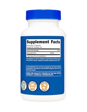Alpha Lipoic Acid Nutricost con ácido alfa lipoico de 120 cápsulas