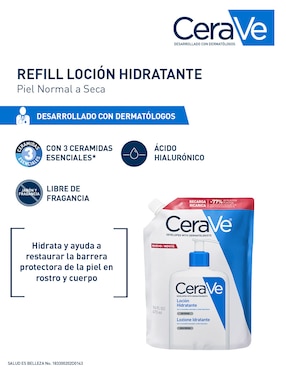 Refill de loción Cerave Moisturizing Cream + Lotion