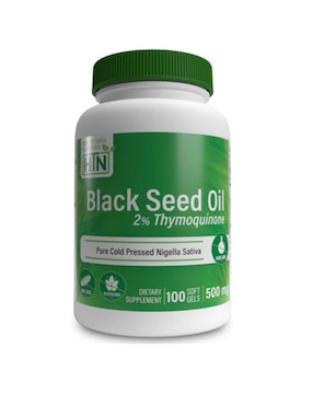 Aceite de Semilla Negra Health Thru Nutrition con vitaminas y minerales de 100 cápsulas