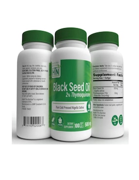 Aceite de Semilla Negra Health Thru Nutrition con vitaminas y minerales de 100 cápsulas