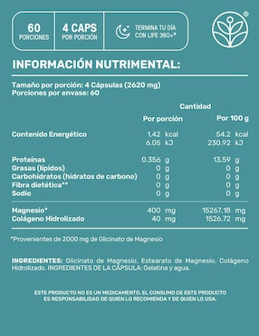 Magnesium Glycinate Platinum Life360+ con magnesio