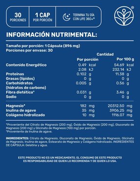 Magnesium Blend Life360+ con magnesio de 30 cápsulas