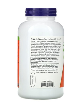 Salud prostática de eficacia clínica Now con multivitaminico de 180 cápsulas