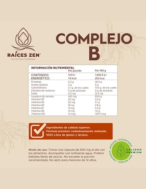 Complejo B Raíces Zen Raíces Zen de 120 cápsulas