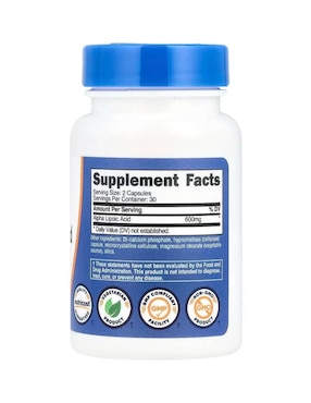 Alpha Lipoic Acid Nutricost con ácido alfa lipoico de 60 cápsulas