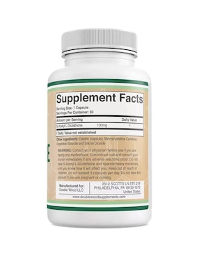 S-Acetyl L-Glutathione Double Wood con glutatión de 60 cápsulas