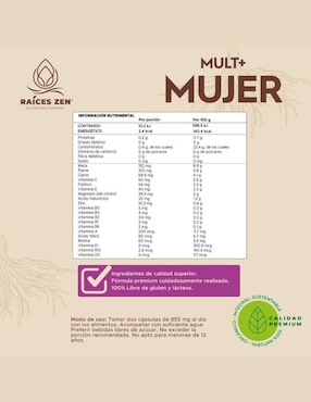Multivitaminico Mujer Raíces Zen Raíces Zen de 120 cápsulas