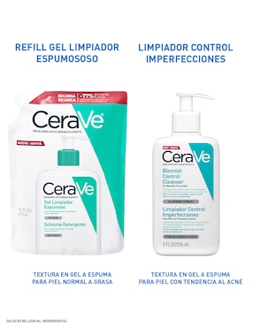 Refill para gel limpiador Cerave para pieles normal y mixta