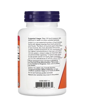 Inositol en Polvo Now con inositol de 113 g