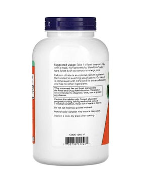 Citrato de Calcio Now con calcio de 227 g