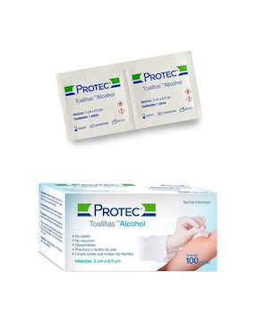 Set de toallas húmedas Protec Toallas con alcohol 100 piezas