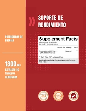 Nature’s Craft – Tribulus 1300 mg - Testosterona y Desempeño Físico – Natures Craft de 90 cápsulas