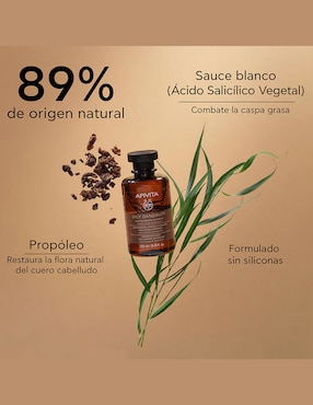 Shampoo dermatológico caspa grasa para cabello contra la caspa grasa Apivita Oily Dandruff 250 ml