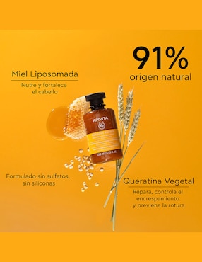 Shampoo reparador para cabello seco Con Miel y Keratina Apivita 250 ml