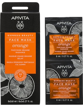 Mascarilla facial Orange para hidratar Apivita Express Beauty