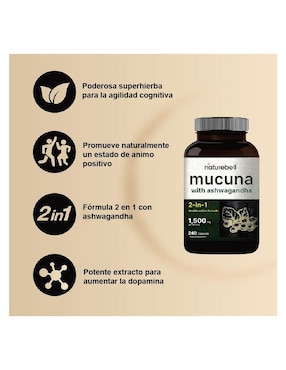 Mucuna Pruriens con Ashwagandha Naturebell con ashwagandha de 240 cápsulas
