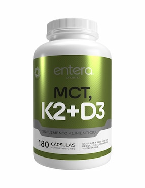 MCT, K2+D3 Entera con vitamina k2 y vitamina d3 de 180 cápsulas