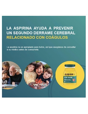 Tabletas para desinflamar y aliviar dolor intenso Aspirina Bayer 81mg baja dosis
