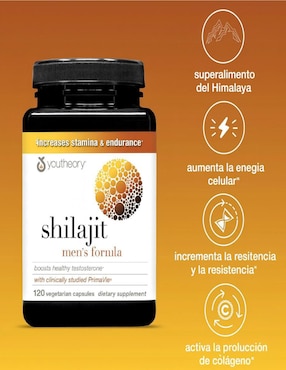 Cápsulas de Shilajit para hombres Youtheory con shilajit del himalaya de 120 cápsulas
