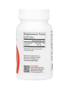 Ácido folínico Seeking Health con Vitaminas y minerales de 60 cápsulas