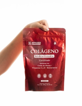Colágeno Hidrolizado Kamusa con Péptidos de Colágeno Hidrolizado Bovino y Marino I II y III, Caldo de Hueso, Resveratrol y Vitamina C y E sabor berry de 300 g