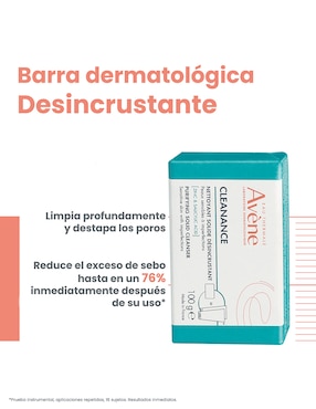 Limpiador facial Cleanance barra exfoliante facial sin jabón piel grasa 100 g Avène para acné