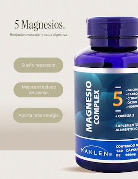 Magnesio complex 5 + omega 3 Maklen con 140 cápsulas
